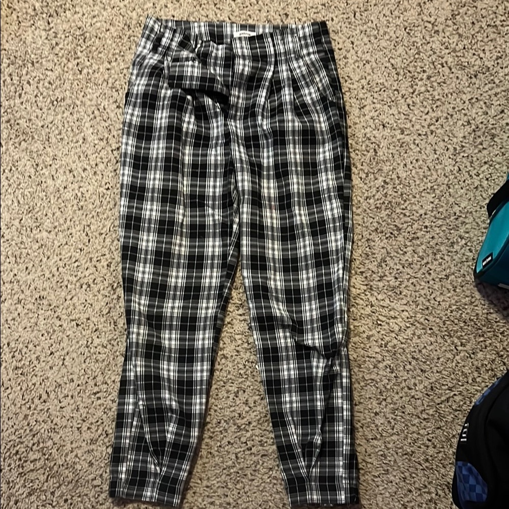 Garage Black and White Plaid Pants